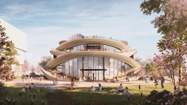 Изложбен център в Шанхай, вдъхновен от китайските лунни мостове