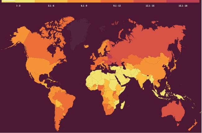 Вижте карта на най-пиянските държави по света